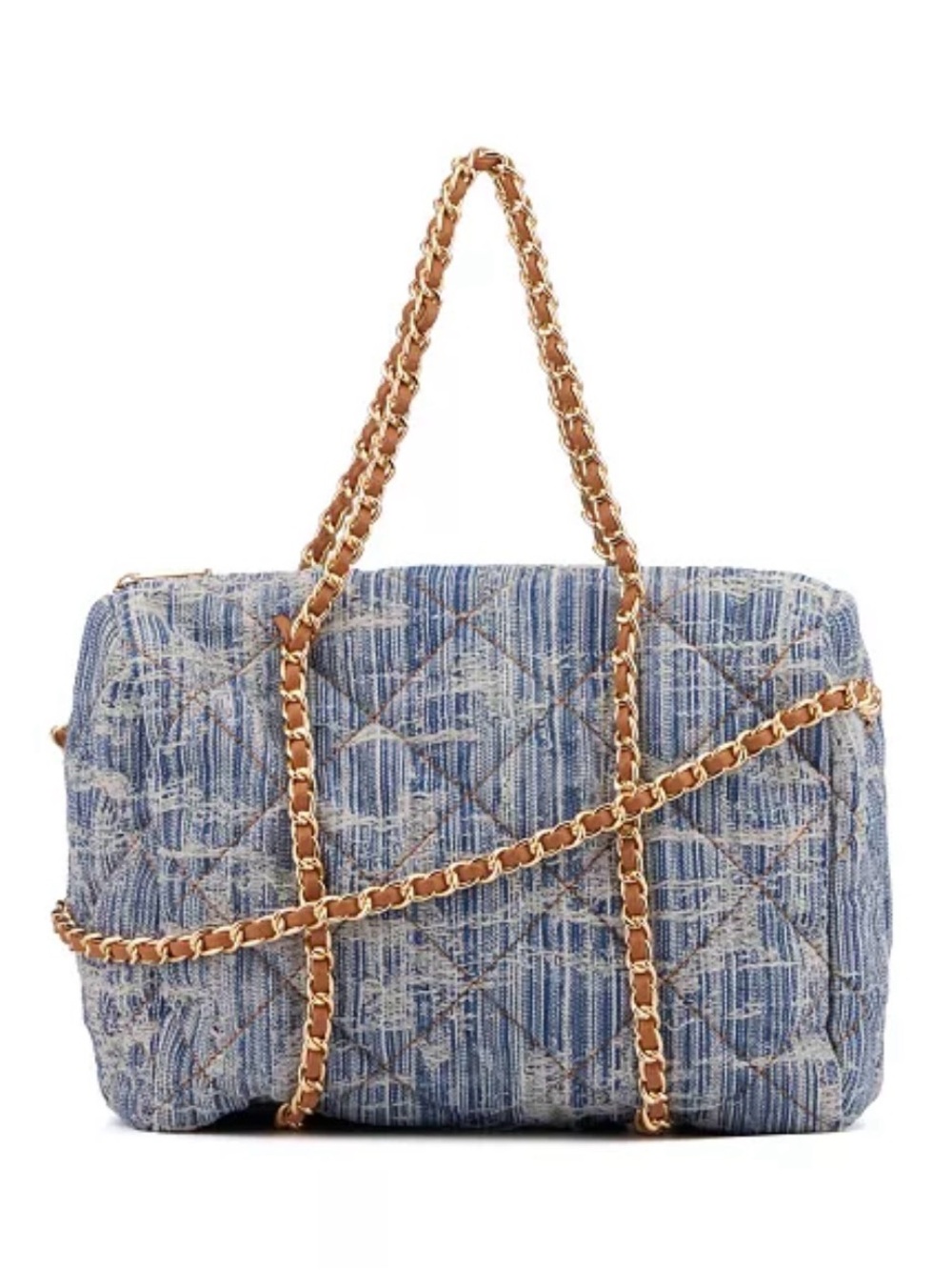 NWT Olivia Miller Serafina denim quilted duffle bag in box